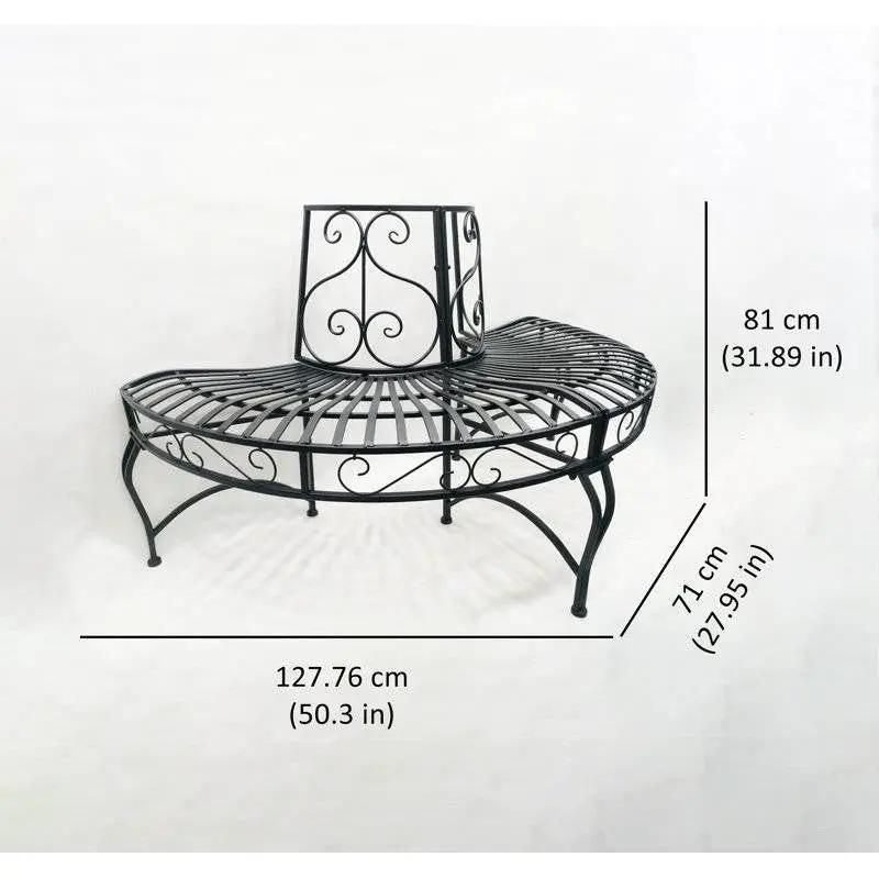 Half-Circle Outdoor Black Powder Coated Aluminum Tree Bench by HomePacific
