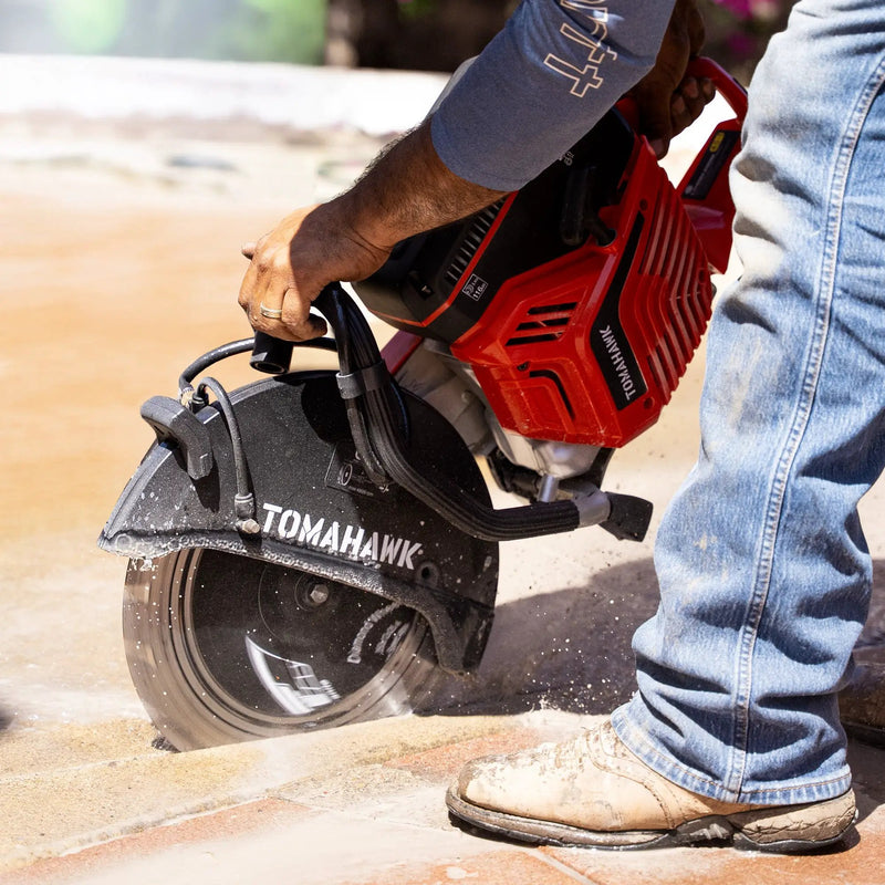 14" Concrete Saw 74cc Handheld Cut-Off Saw 5" Cutting Depth Gas Powered Water Cooling System Commercial Concrete Cutter for Asphalt Masonry Rebar & Roadwork by Tomahawk Power