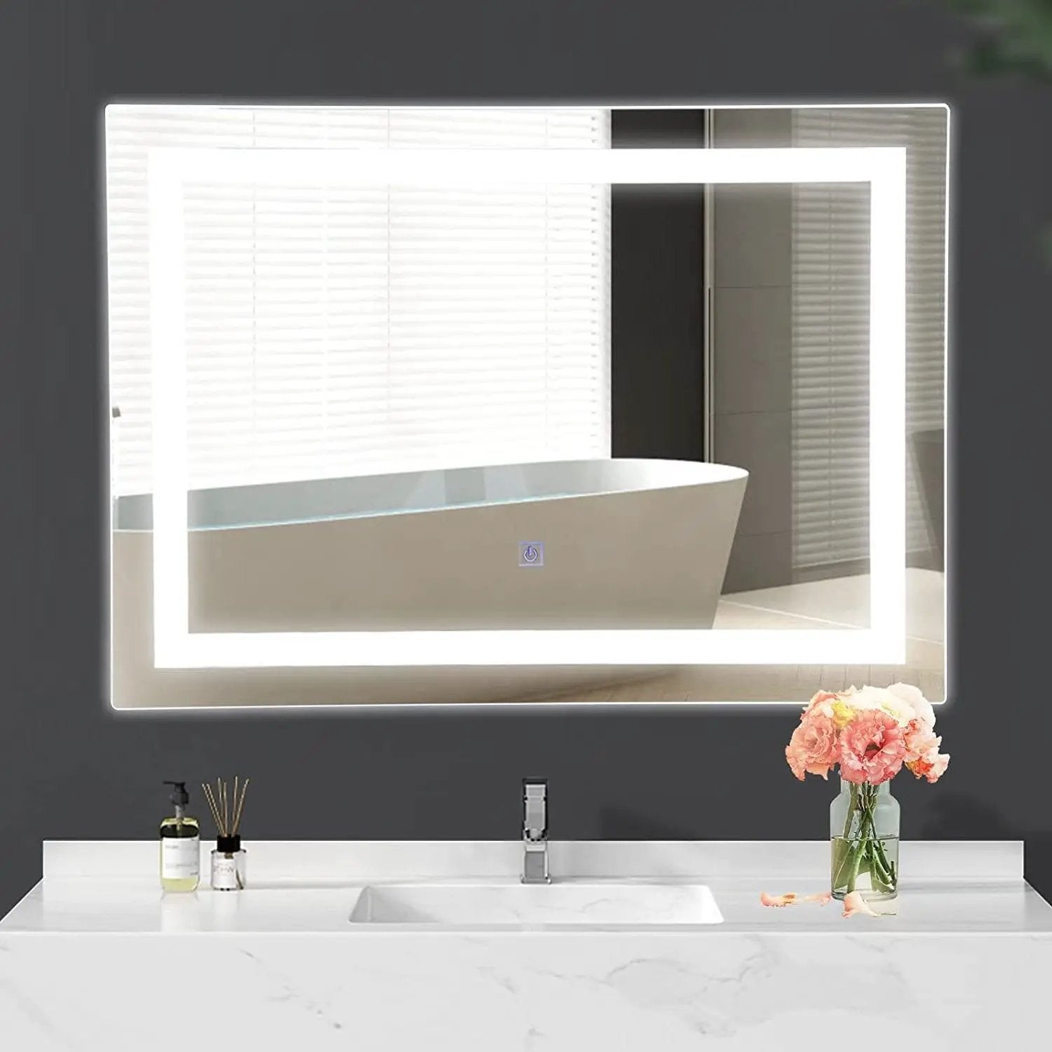 Modern LED Lighted Mirror Dimmable Wall-Mounted Bathroom Vanity 27 x 20 inch by HomePacific