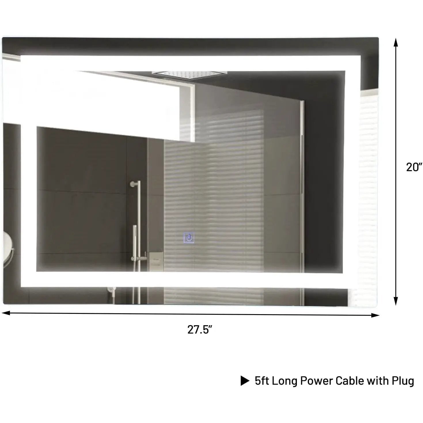 Modern LED Lighted Mirror Dimmable Wall-Mounted Bathroom Vanity 27 x 20 inch by HomePacific