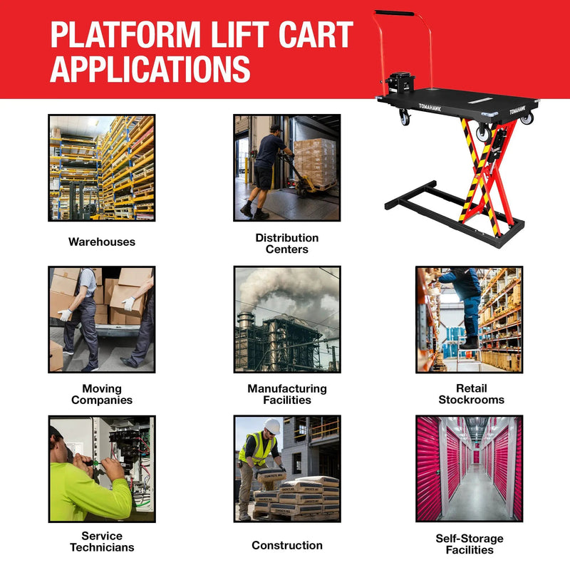 Electric Platform Truck Scissor Lift Table Cart Portable Powered Hydraulic 46" Height Warehouse Loading Dock Material Handling by Tomahawk Power