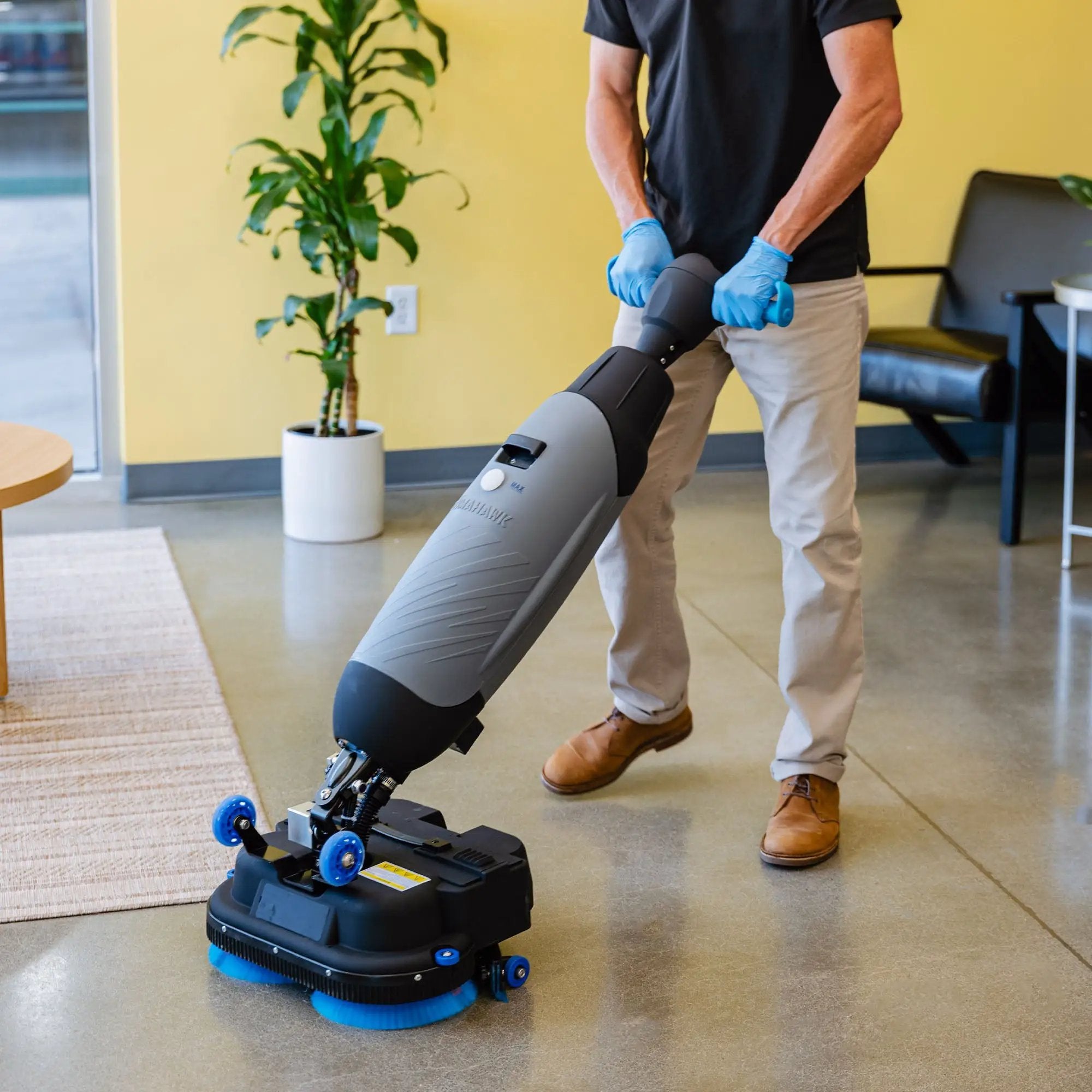 Electric Floor Scrubber Cleaner with 18” Power Mop Brushes Cordless 36V Battery Powered by Tomahawk Power