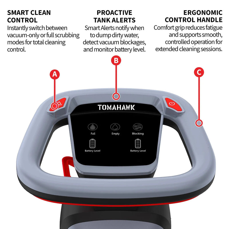 Tomahawk Electric Floor Scrubber Cleaner with 16” Power Mop Brushes Cordless Battery Powered by Tomahawk Power