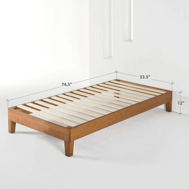 Twin size Modern Solid Wood Platform Bed Frame in Natural by HomePacific