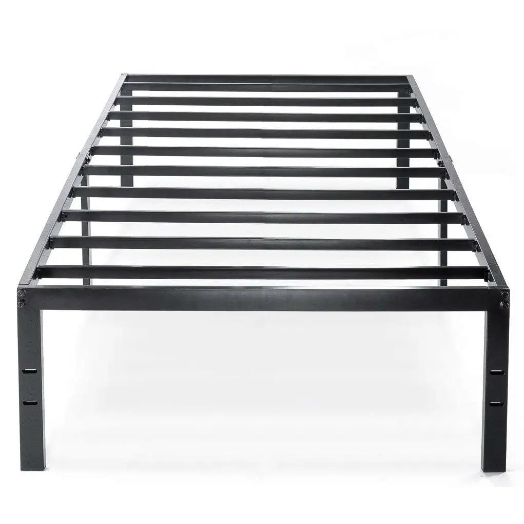 Twin size Black Metal Platform Bed Frame with Headboard Attachment Slots by HomePacific