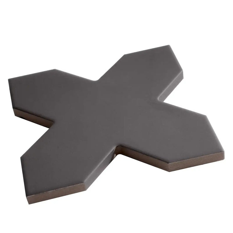 Graphite Black 5x5 Matte Cross Porcelain Tile (34 pack, 5.31 sq ft/case) by Apollo Tile