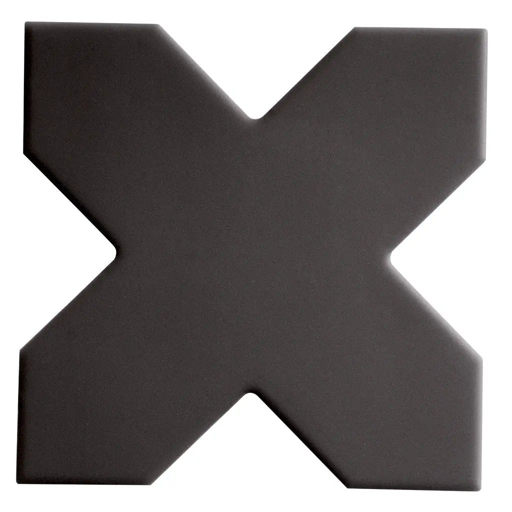 Graphite Black 5x5 Matte Cross Porcelain Tile (34 pack, 5.31 sq ft/case) by Apollo Tile