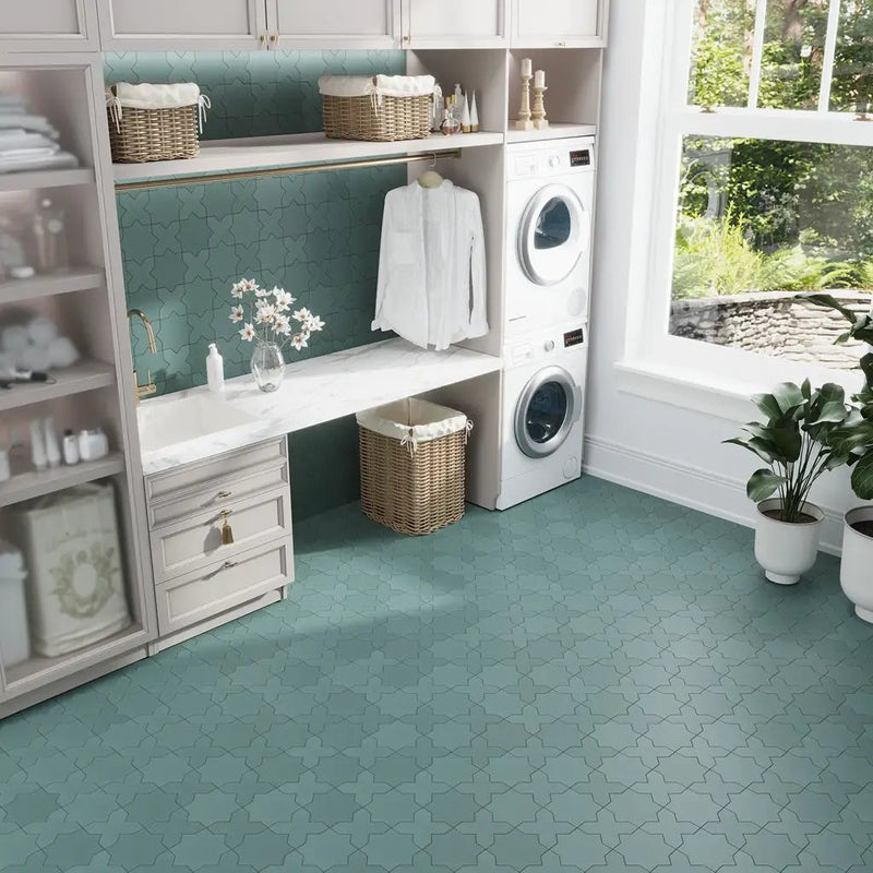 Sage Green 7x7 Matte Star Porcelain Tile (34 pack, 5.31 sq ft/case) by Apollo Tile