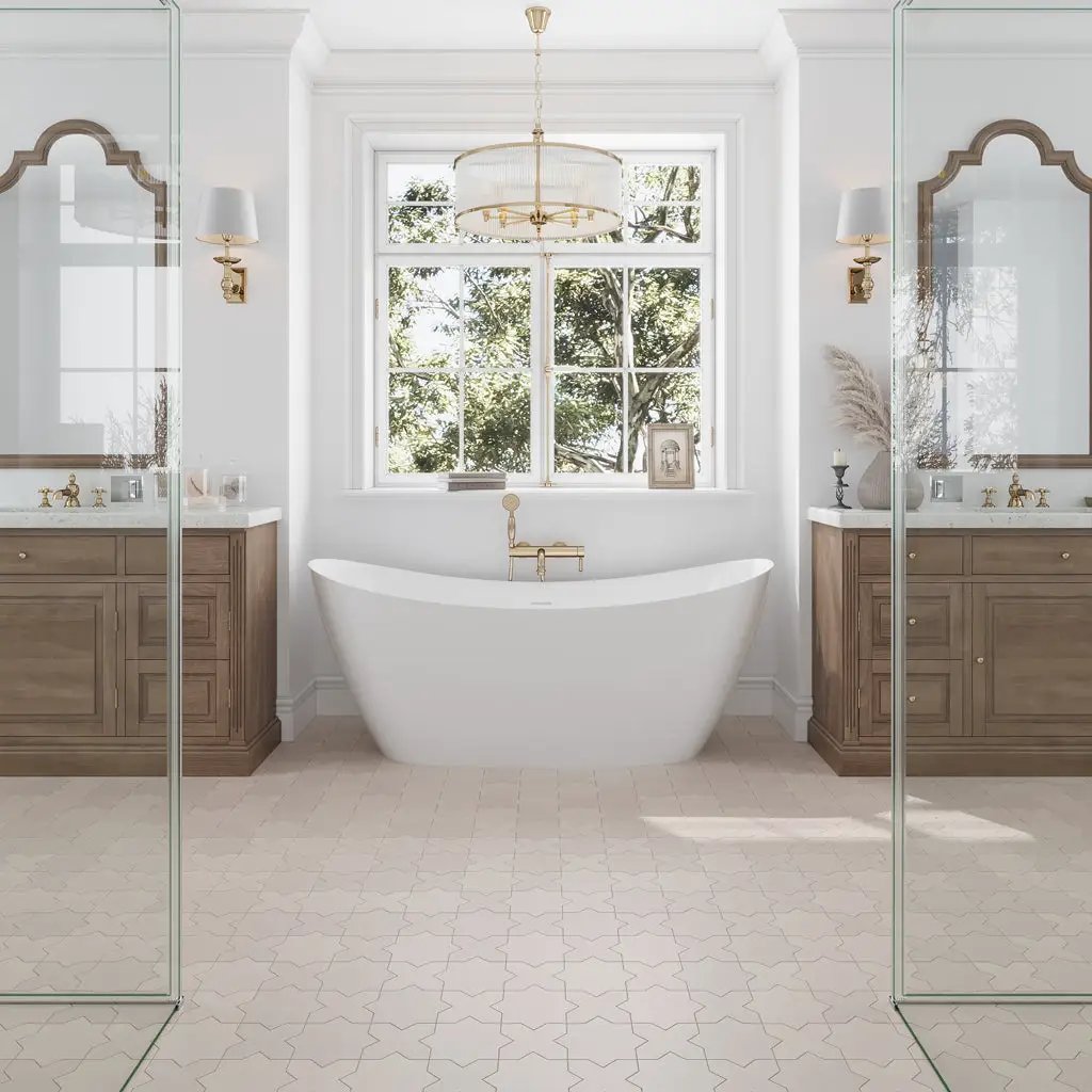 Ecru Taupe 5x5 Matte Cross Porcelain Tile (34 pack, 5.31 sq ft/case) by Apollo Tile