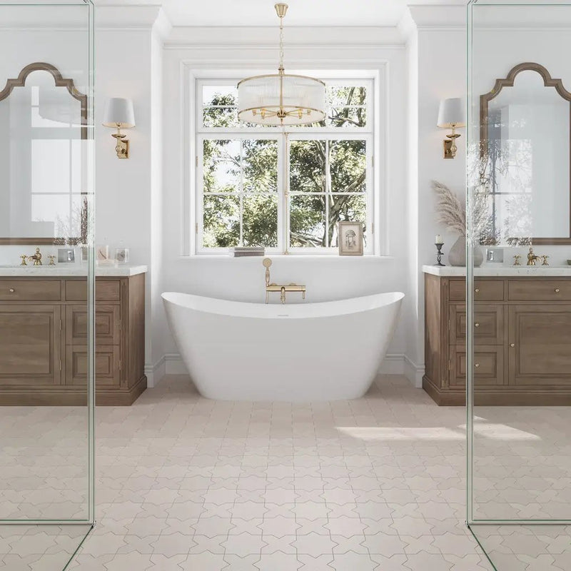 Ecru Taupe 5x5 Matte Cross Porcelain Tile (34 pack, 5.31 sq ft/case) by Apollo Tile