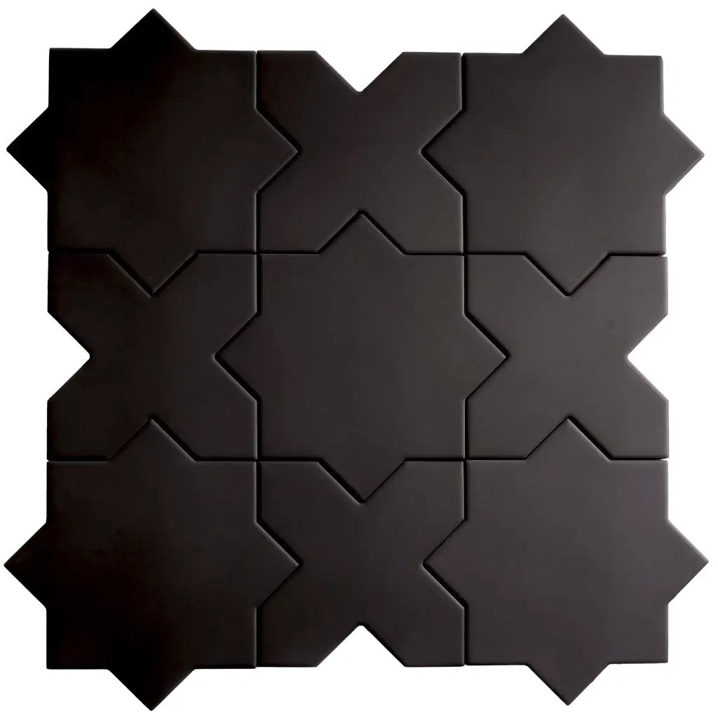 Graphite Black 7x7 Matte Star Porcelain Tile (34 pack, 5.31 sq ft/case) by Apollo Tile