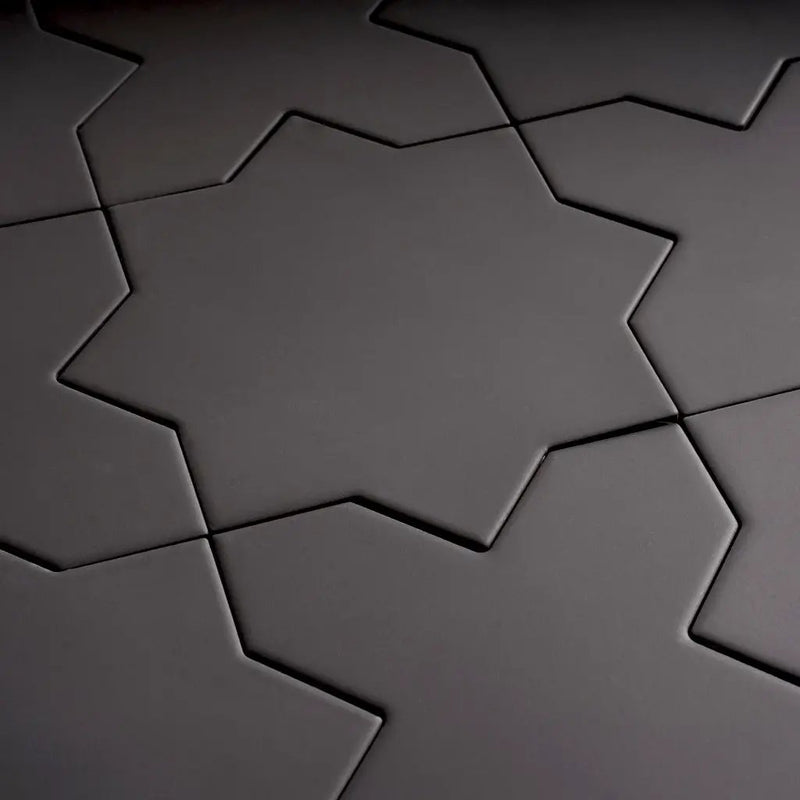 Graphite Black 7x7 Matte Star Porcelain Tile (34 pack, 5.31 sq ft/case) by Apollo Tile