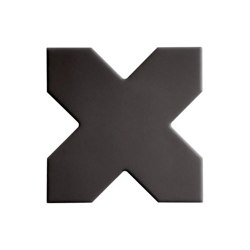 Graphite Black 5x5 Matte Cross Porcelain Tile (34 pack, 5.31 sq ft/case) by Apollo Tile
