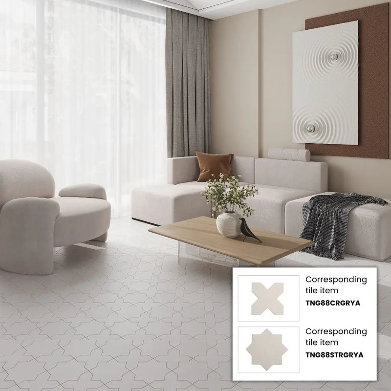 Light Gray 5x5 Matte Cross Porcelain Tile (34 pack, 5.31 sq ft/case) by Apollo Tile