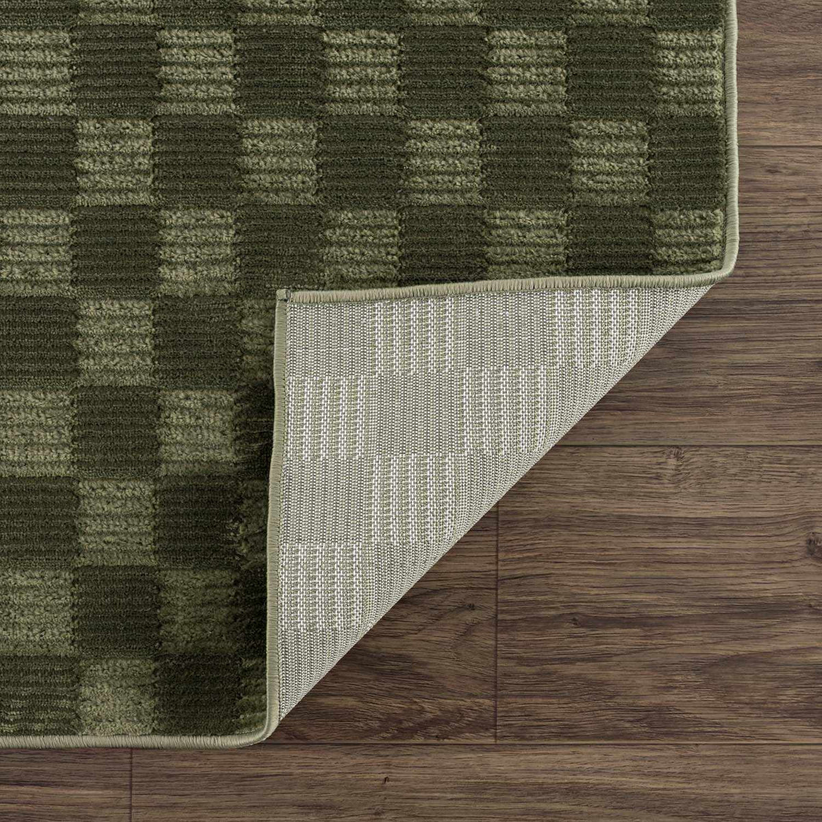 Truls 3D Checkered Washable Rug - Green, photo 6 of 14
