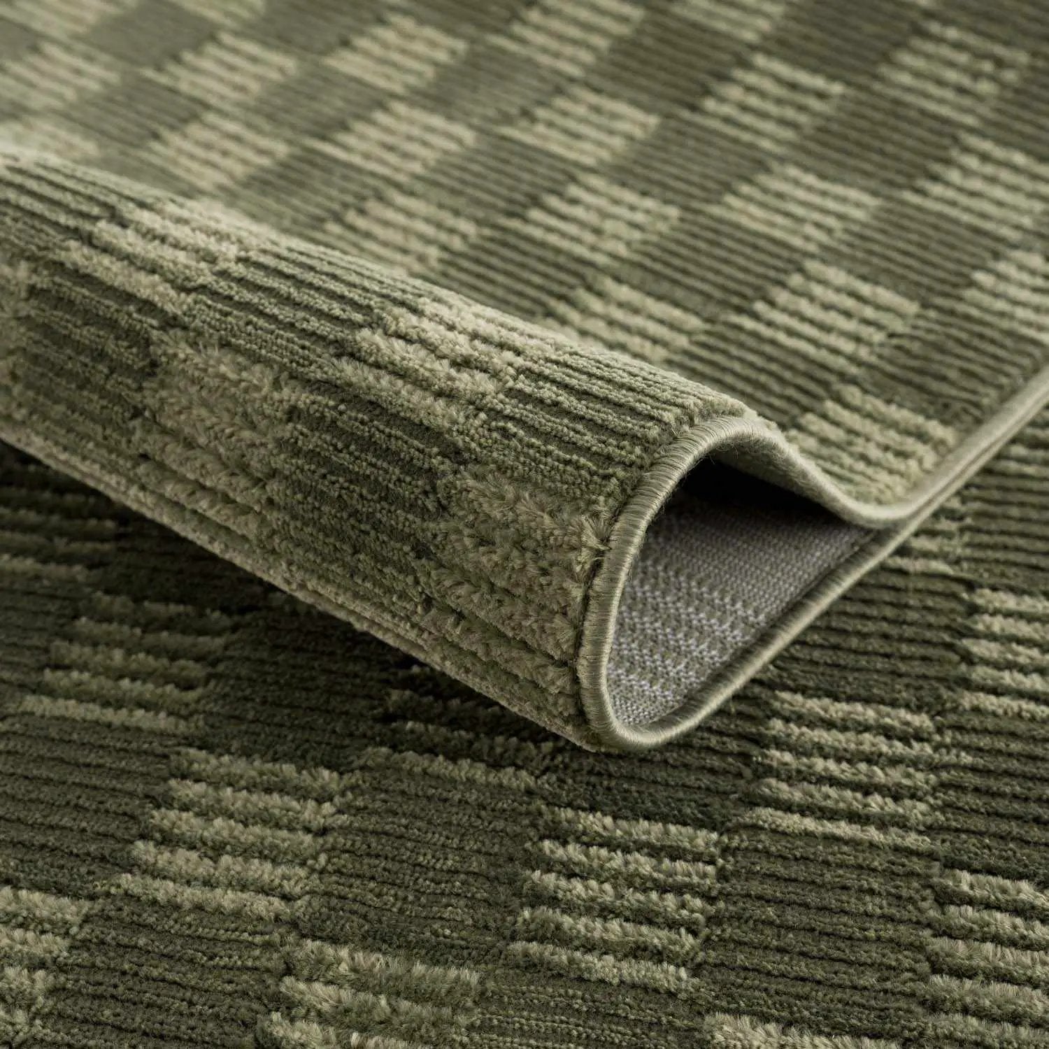Truls 3D Checkered Washable Rug - Green by Boutique Rugs