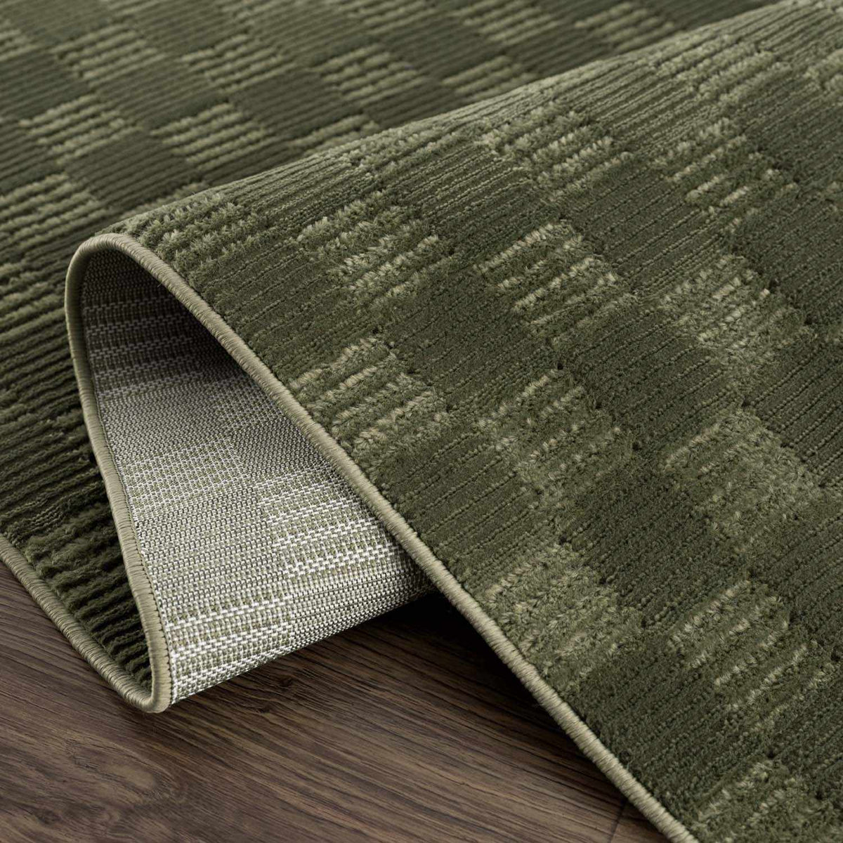 Truls 3D Checkered Washable Rug - Green, photo 7 of 14