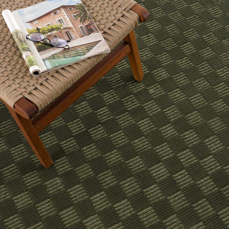 Truls 3D Checkered Washable Rug - Green by Boutique Rugs