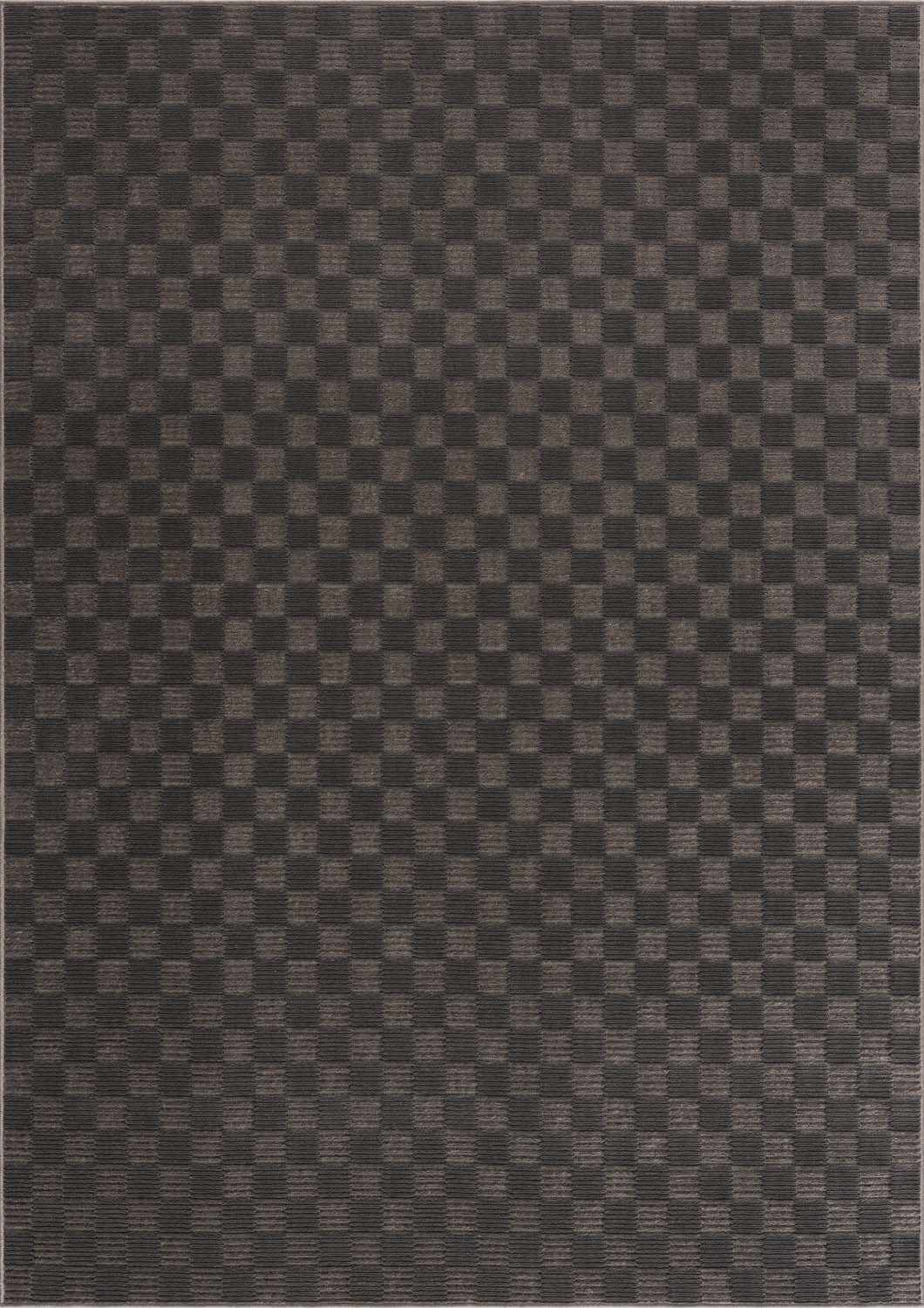 Truls 3D Checkered Washable Rug - Black by Boutique Rugs