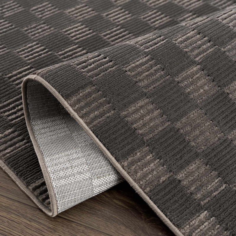 Truls 3D Checkered Washable Rug - Black by Boutique Rugs