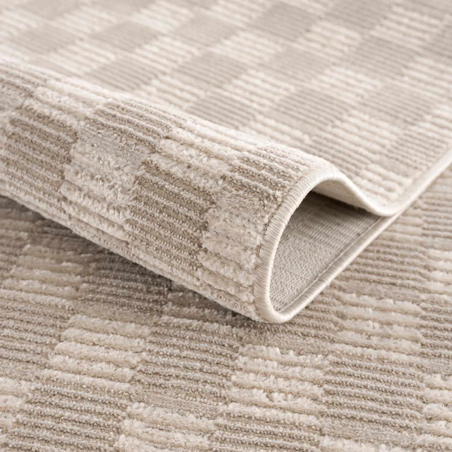 Truls 3D Checkered Washable Rug - Biscotti by Boutique Rugs