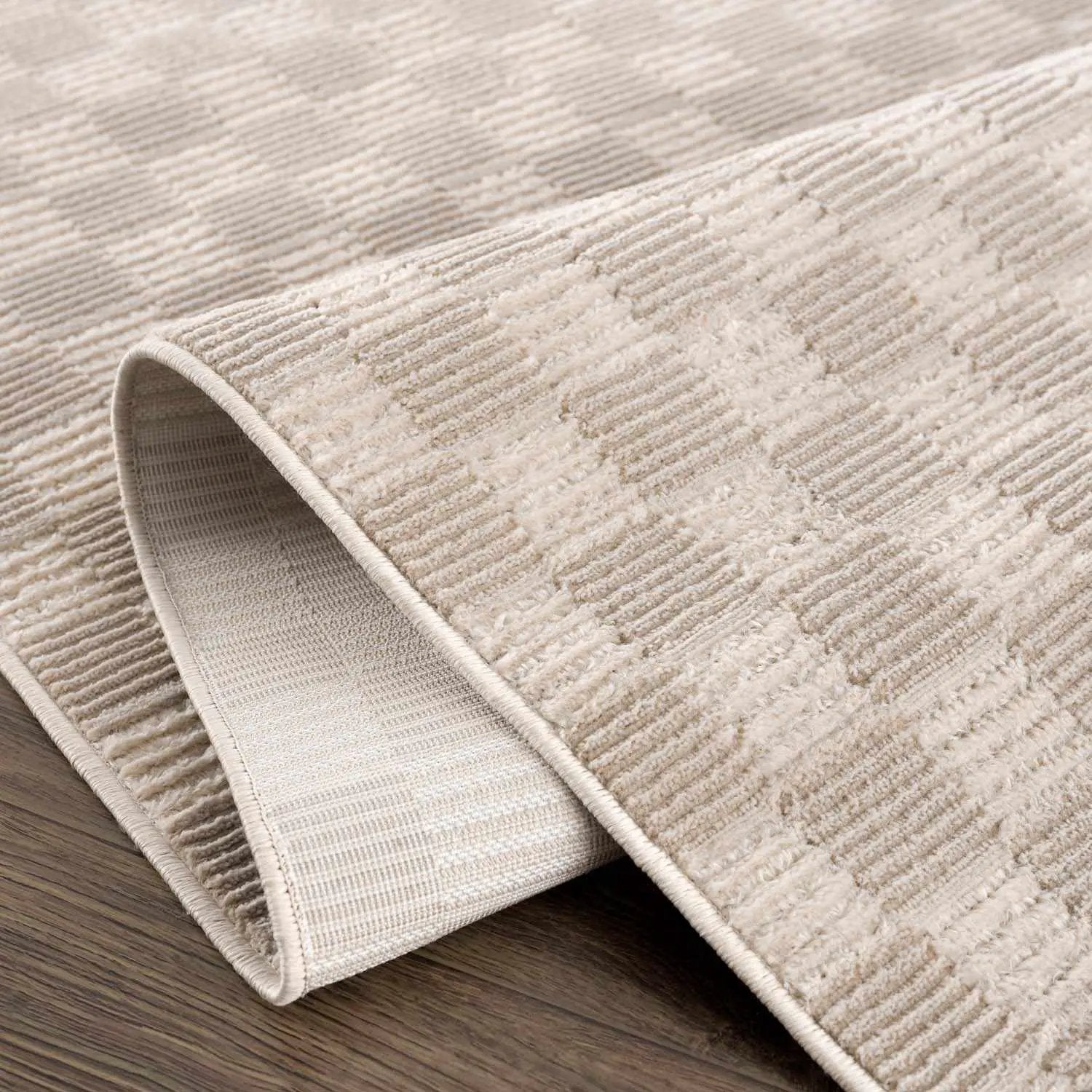 Truls 3D Checkered Washable Rug - Biscotti by Boutique Rugs