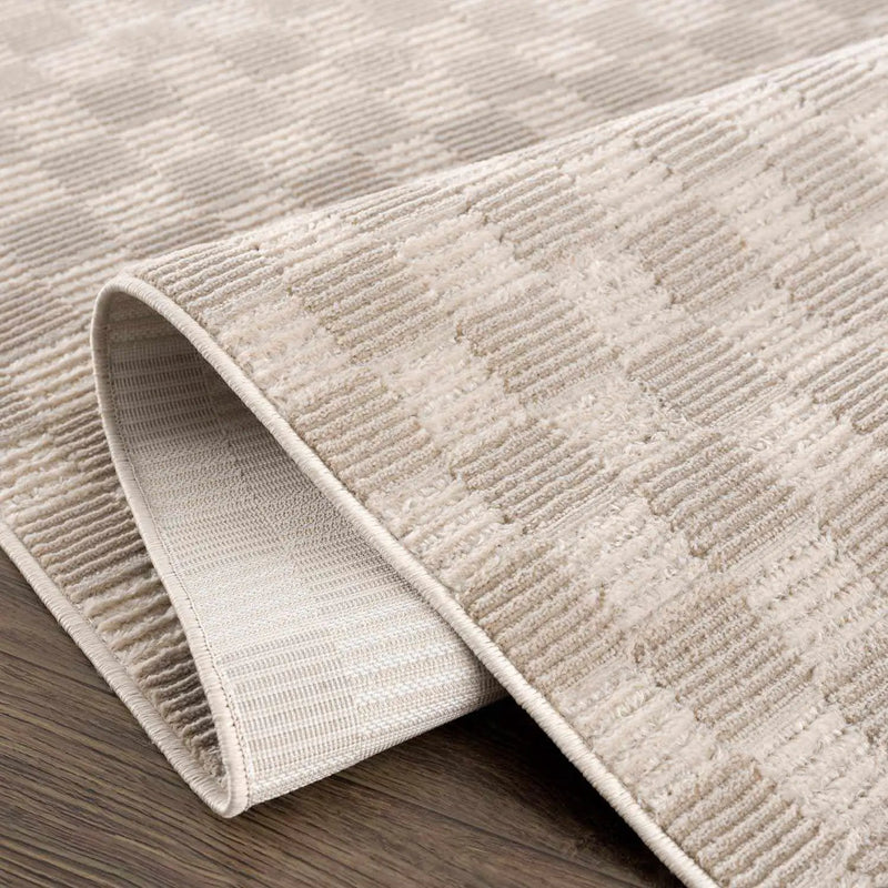 Truls 3D Checkered Washable Rug - Biscotti by Boutique Rugs