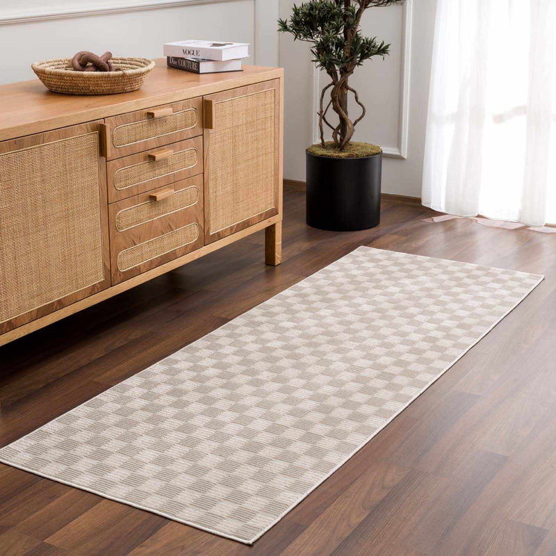 Truls 3D Checkered Washable Rug - Biscotti by Boutique Rugs