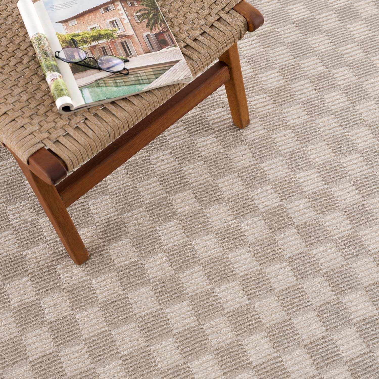 Truls 3D Checkered Washable Rug - Biscotti by Boutique Rugs