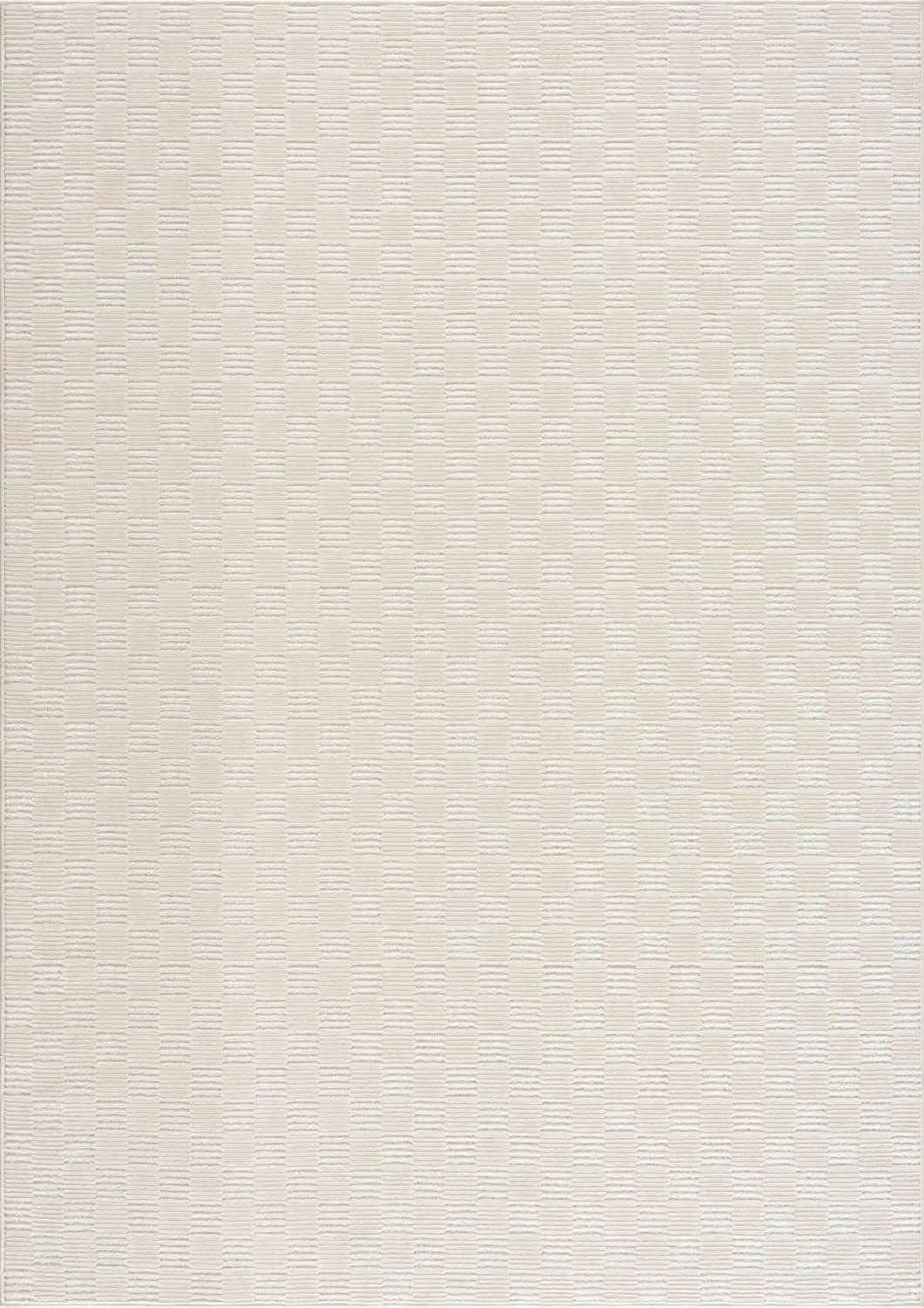 Truls 3D Checkered Washable Rug - Bone