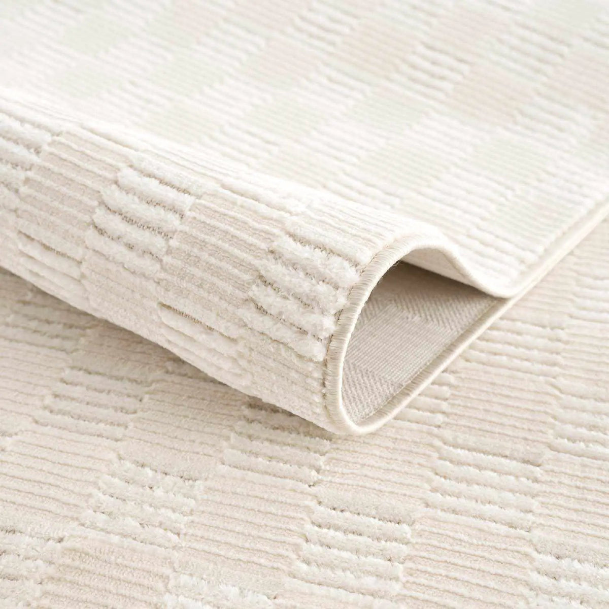 Truls 3D Checkered Washable Rug - Bone, photo 11 of 14