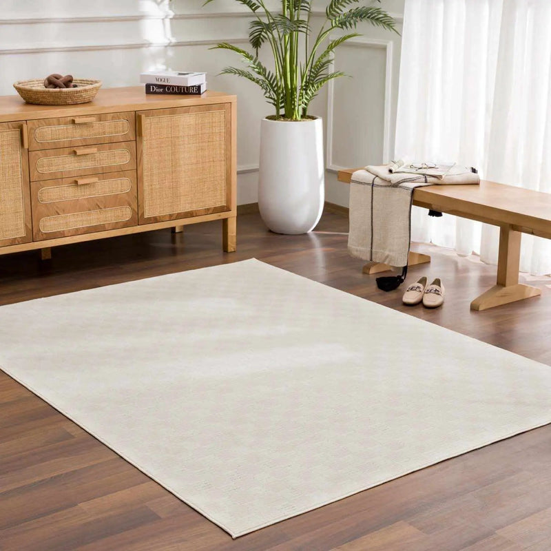 Truls 3D Checkered Washable Rug - Bone by Boutique Rugs
