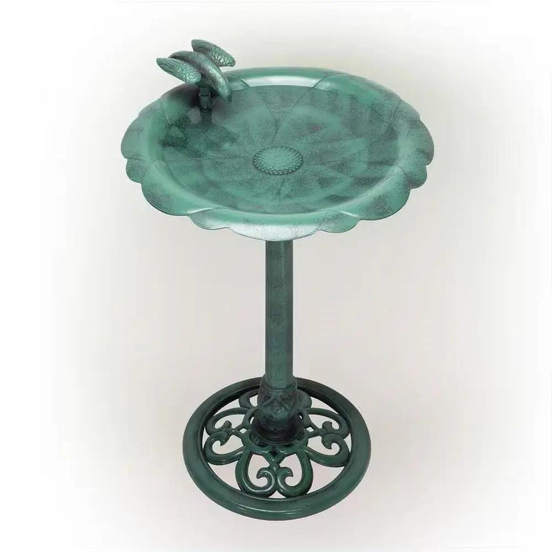 Outdoor Polypropylene Weather Resistant Bird Bath in Dark Green Finish by HomePacific