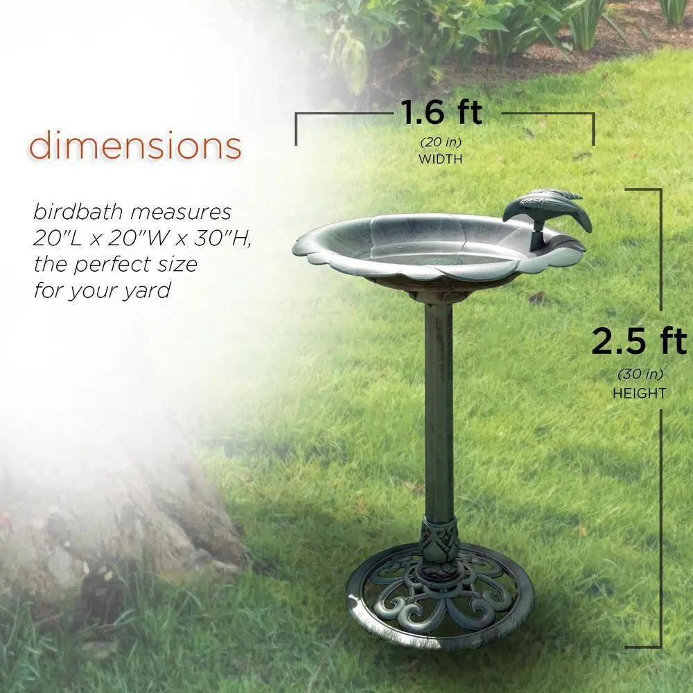 Outdoor Polypropylene Weather Resistant Bird Bath in Dark Green Finish by HomePacific