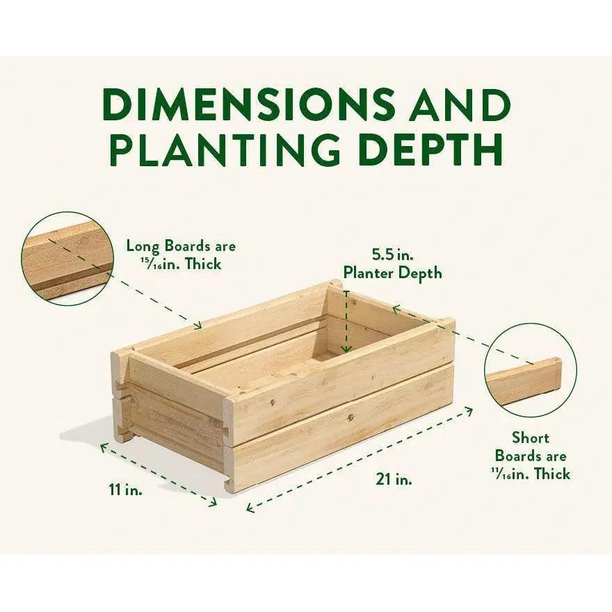 Natural Unfinished Cedar Wood Planter Box 21-inch x 11-inch - Made in USA by HomePacific