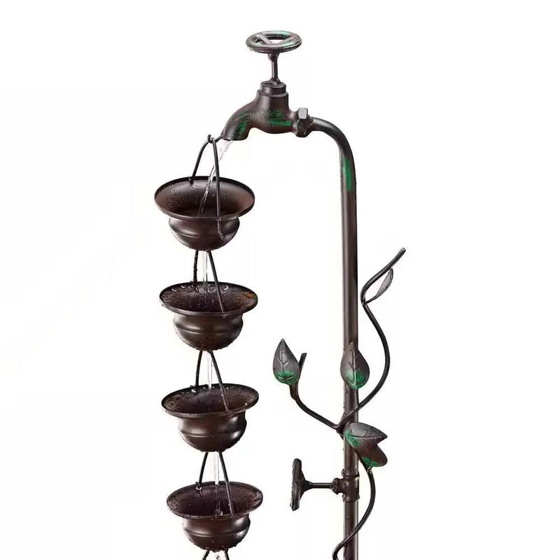 Outdoor Indoor 6-Tier Hanging Cups Water Fountain in Bronze Finish by HomePacific