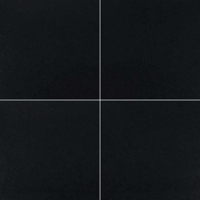 Premium Black Honed Granite Tiles 12x12 close up