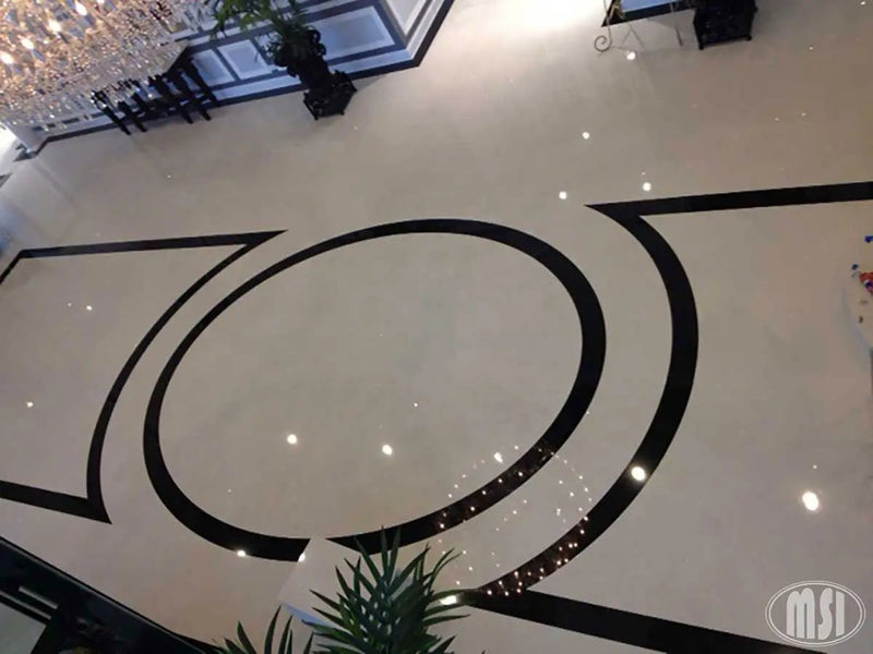 Premium Black Polished Granite Pavers in a finished room