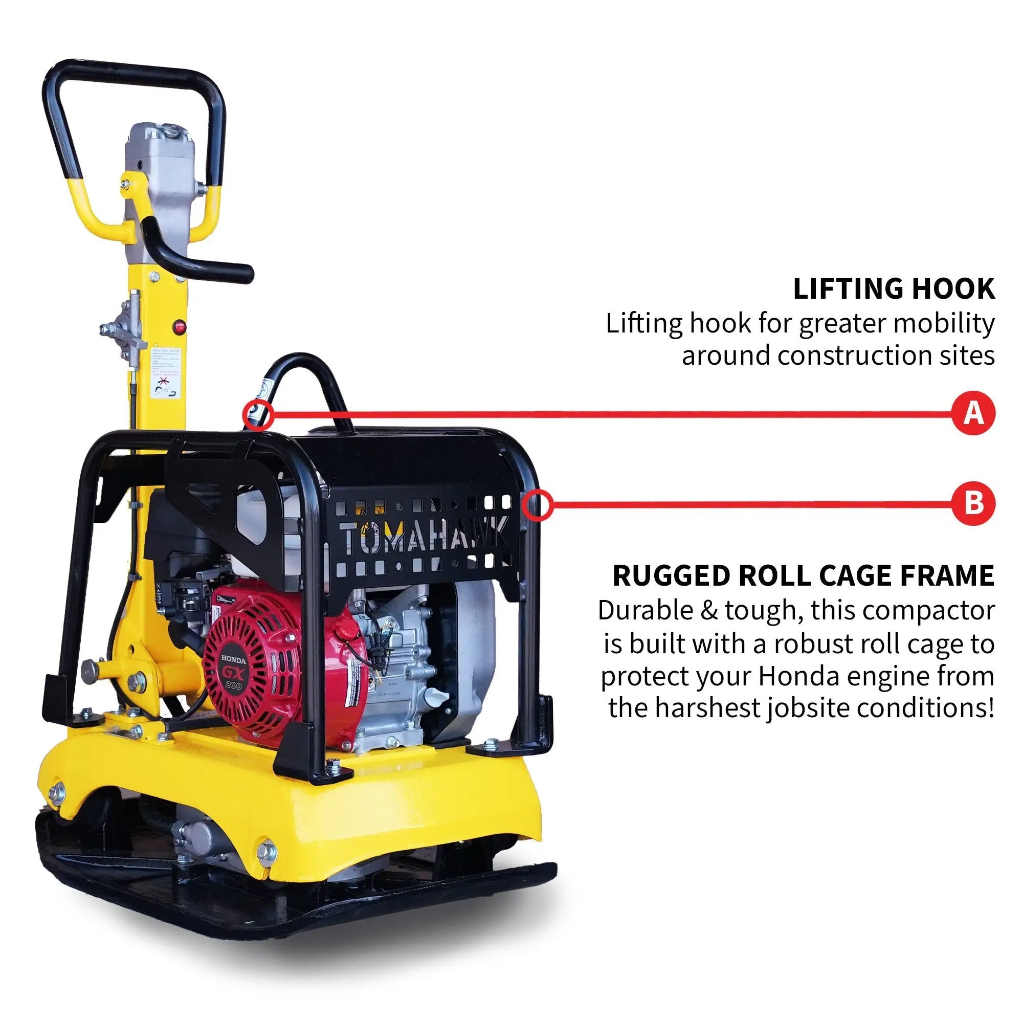 Tomahawk 6.5 HP Honda Reverse Hydraulic Plate Compactor for Soil, Aggregate, Cohesive Compaction by Tomahawk Power