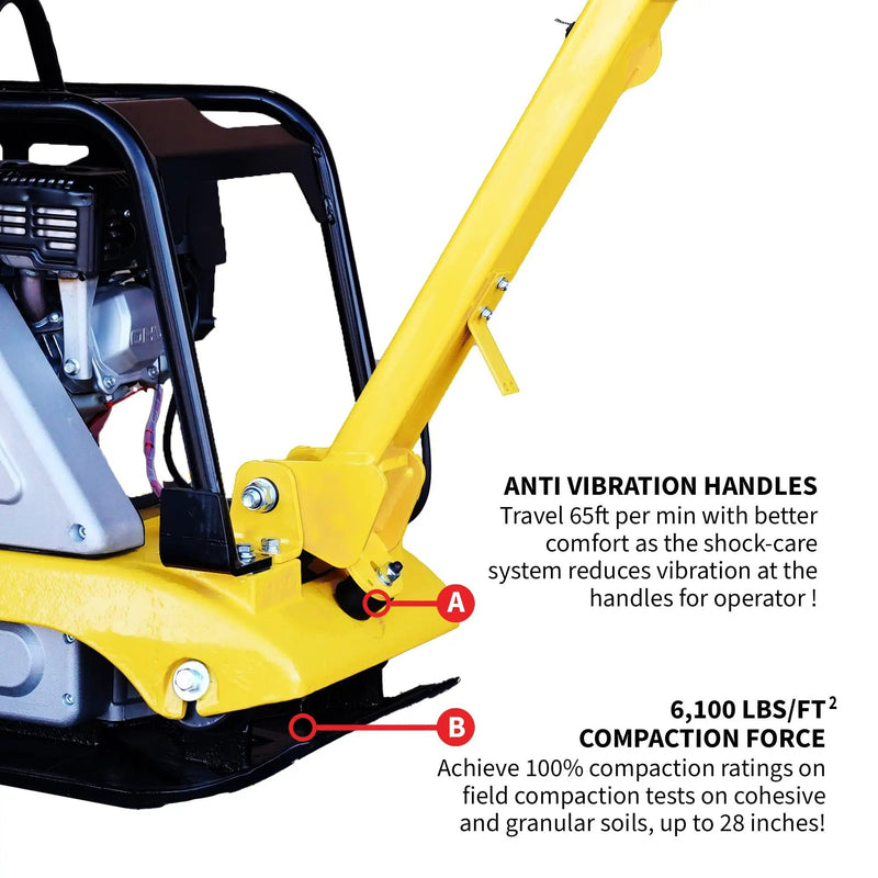 Tomahawk 6.5 HP Honda Reverse Hydraulic Plate Compactor for Soil, Aggregate, Cohesive Compaction by Tomahawk Power