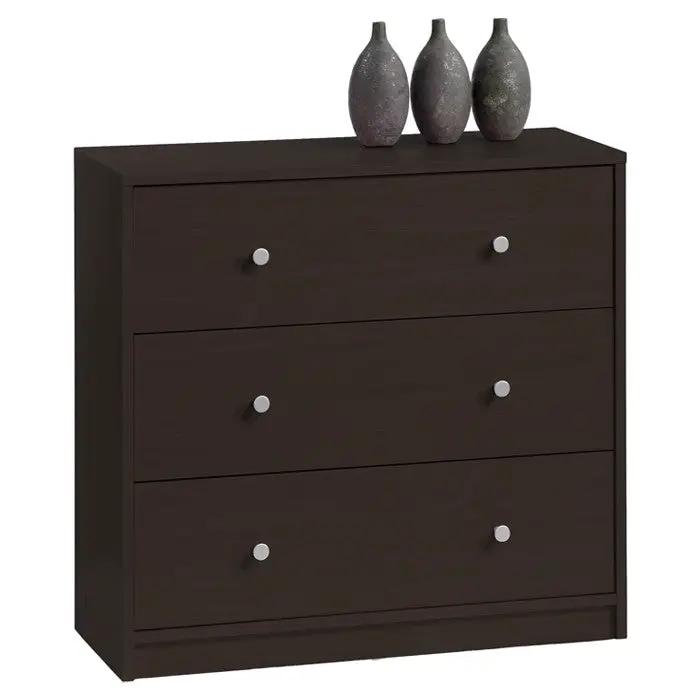 Modern 3-Drawer Chest Bedroom Bureau in Dark Brown Wood Finish by HomePacific