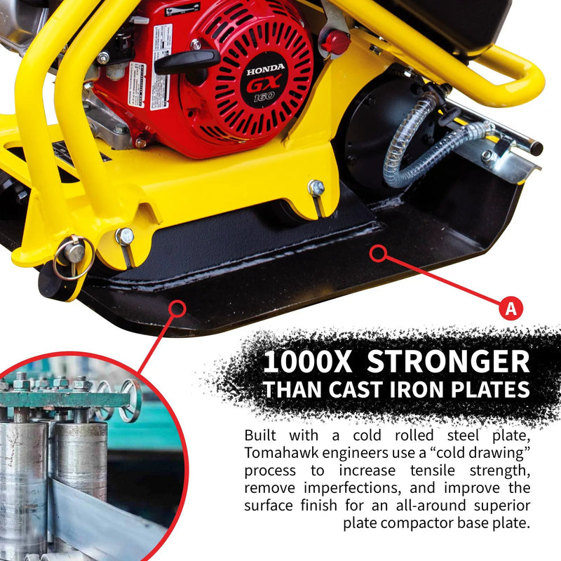 5.5 HP Honda Vibratory Plate Compactor for Asphalt Aggregate Soil Compaction by Tomahawk Power