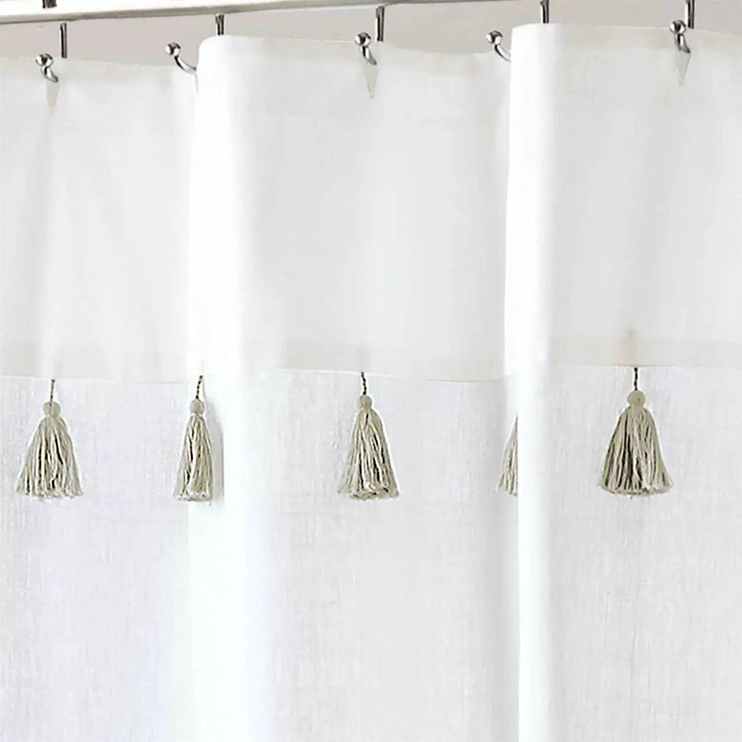 72-inch Taupe Tan and White Stripes Cotton Shower Curtain by HomePacific