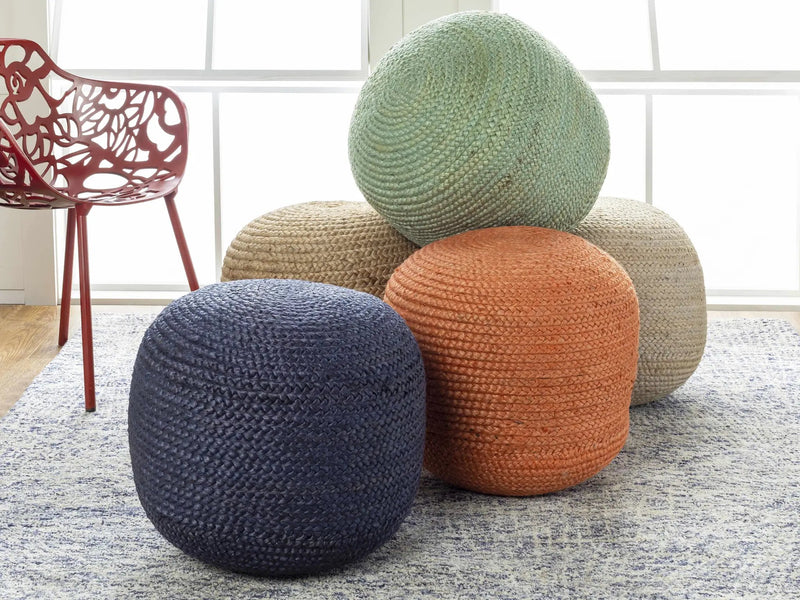 Jenkinjones Knitted Aqua Jute Pouf by Boutique Rugs
