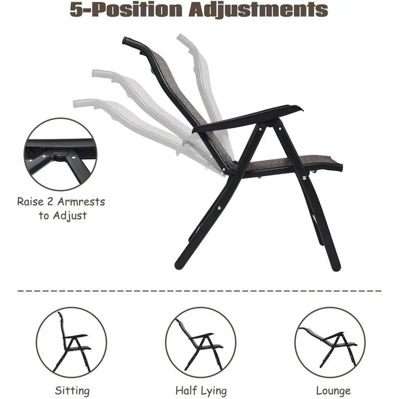 Outdoor/Indoor Folding Patio Chair with Brown Rattan Seat and High Back-Rest by HomePacific