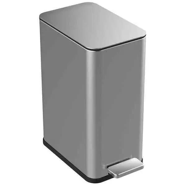 2.6 Gallon Slim Rectangular Stainless Steel Kitchen Bathroom Step Trash Can by HomePacific