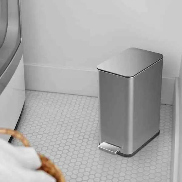 2.6 Gallon Slim Rectangular Stainless Steel Kitchen Bathroom Step Trash Can by HomePacific