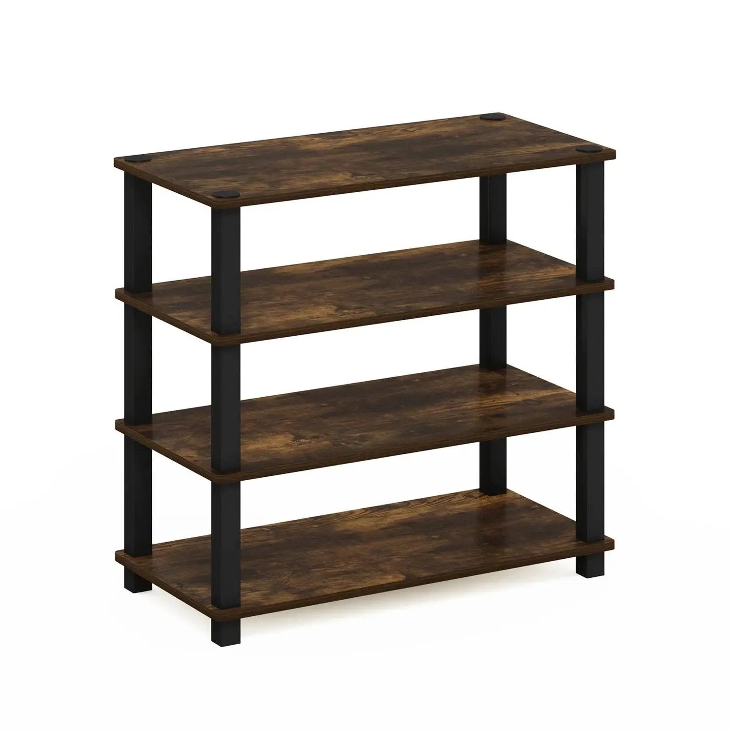 Stackable 4-Shelf Black Brown Wood Shoe Rack - Holds up to 12 Pair of Shoes by HomePacific