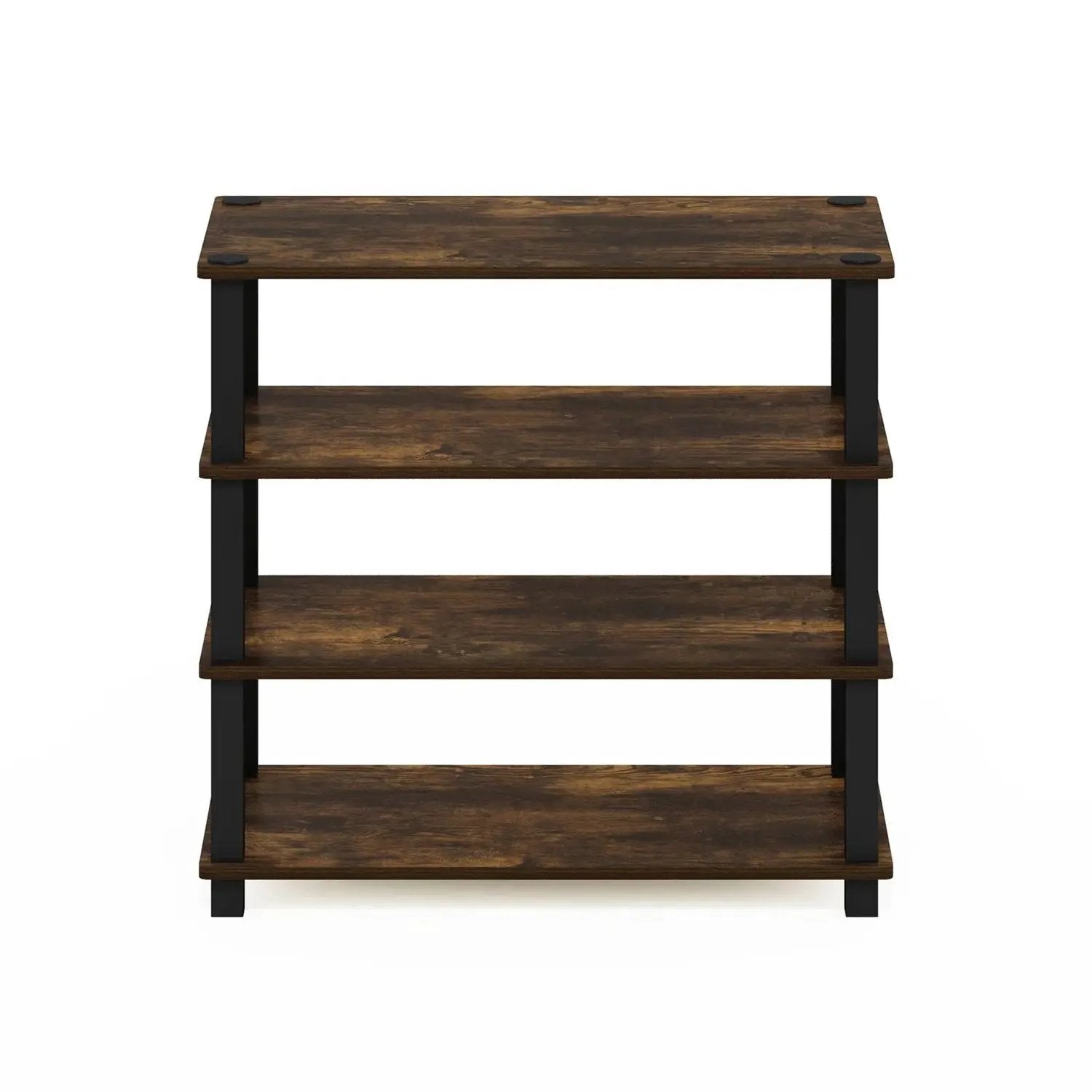 Stackable 4-Shelf Black Brown Wood Shoe Rack - Holds up to 12 Pair of Shoes by HomePacific