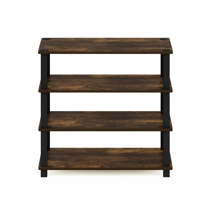 Stackable 4-Shelf Black Brown Wood Shoe Rack - Holds up to 12 Pair of Shoes by HomePacific